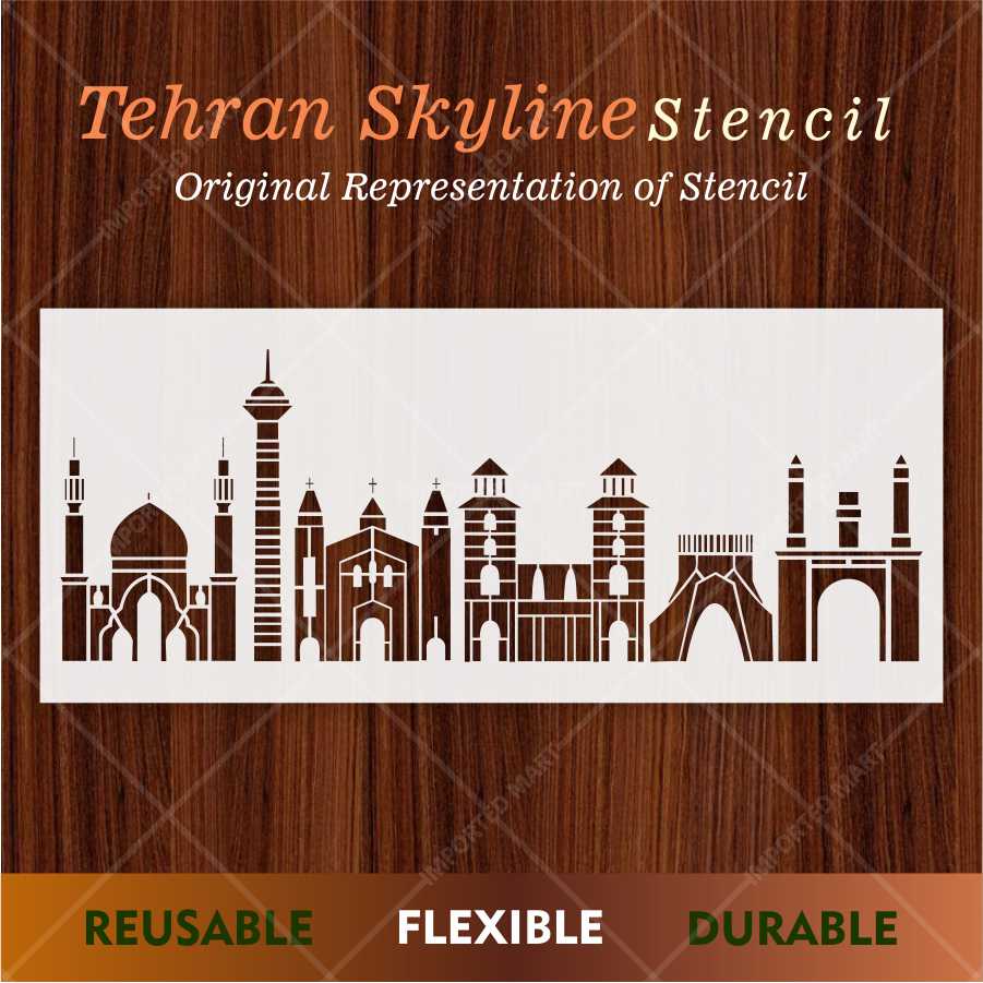 City Skyline Landmark Stencil for Walls, Wood & Crafts – Architectural Silhouette – ID# 685 - Image 2
