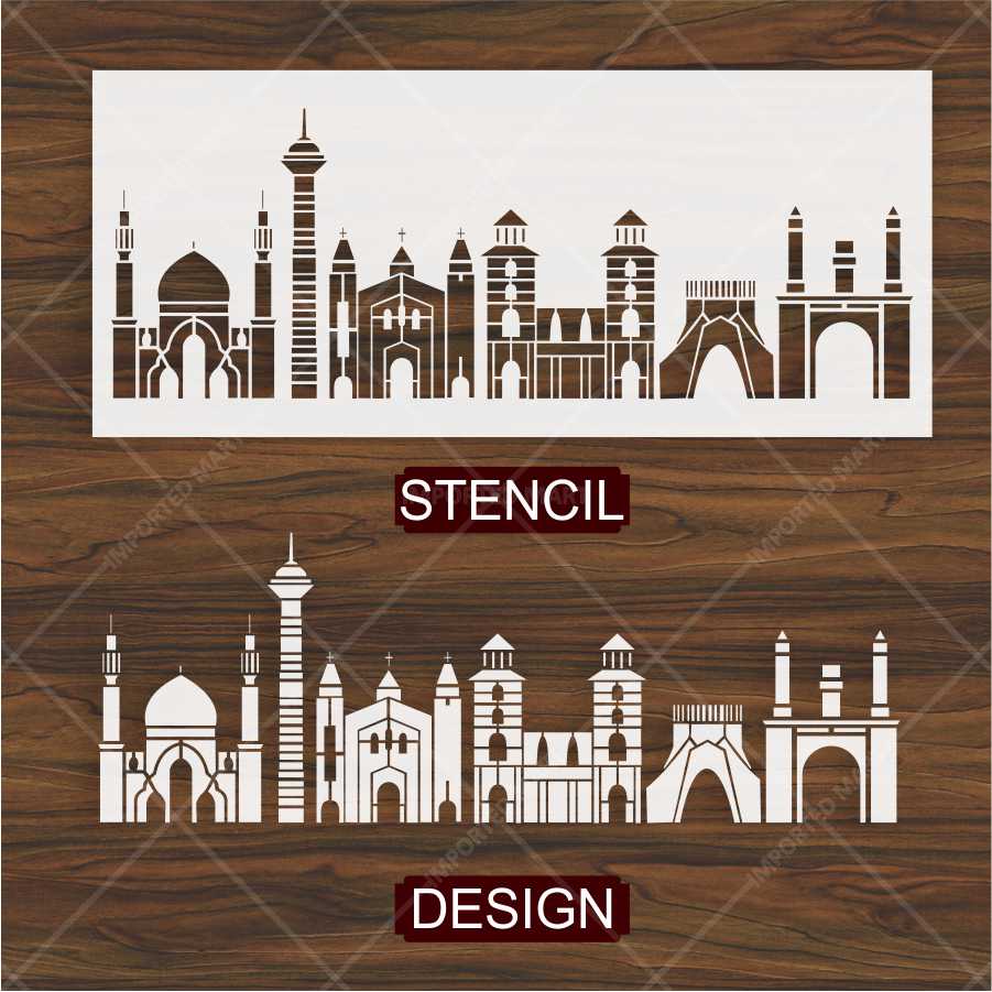 City Skyline Landmark Stencil for Walls, Wood & Crafts – Architectural Silhouette – ID# 685 - Image 4