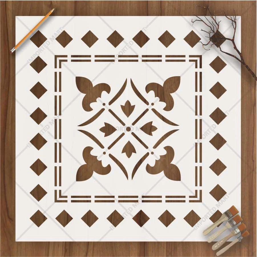 Classic Fleur Border Tile Stencil for Walls, Wood & Fabric – Elegant DIY Design – ID# 684 - Image 3