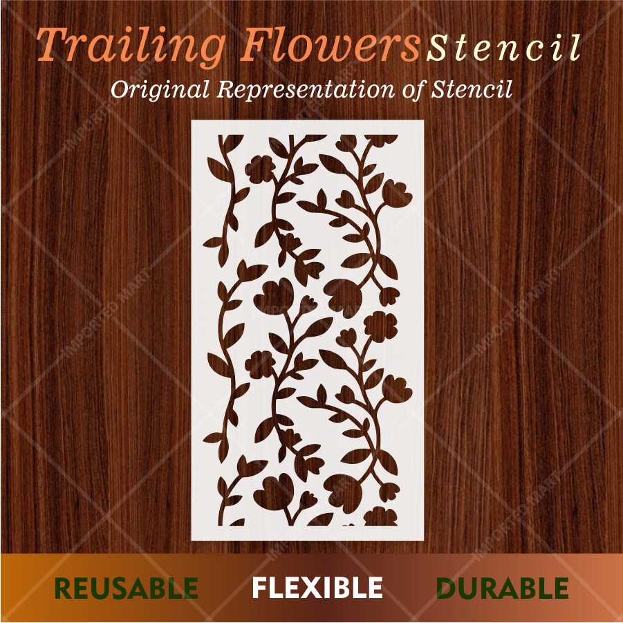 Floral Vine Wall Stencil for Wood, Fabric & Canvas – Seamless Botanical Pattern – ID# 686
