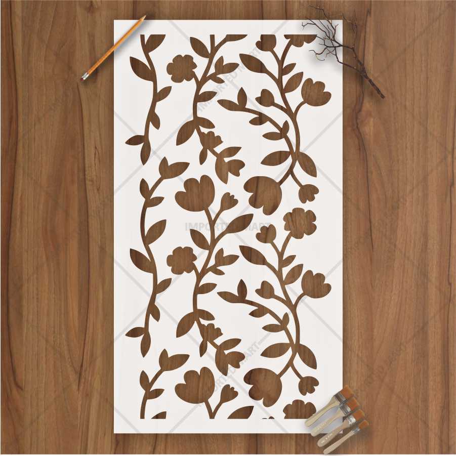 Floral Vine Wall Stencil for Wood, Fabric & Canvas – Seamless Botanical Pattern – ID# 686 - Image 3