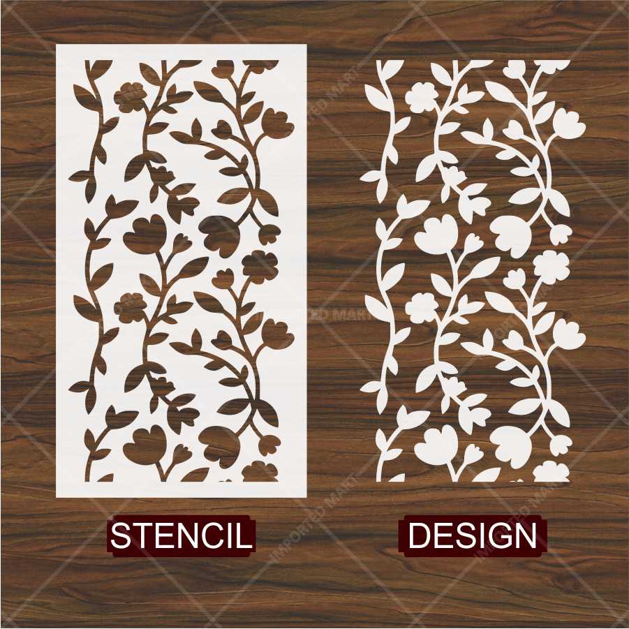 Floral Vine Wall Stencil for Wood, Fabric & Canvas – Seamless Botanical Pattern – ID# 686 - Image 4
