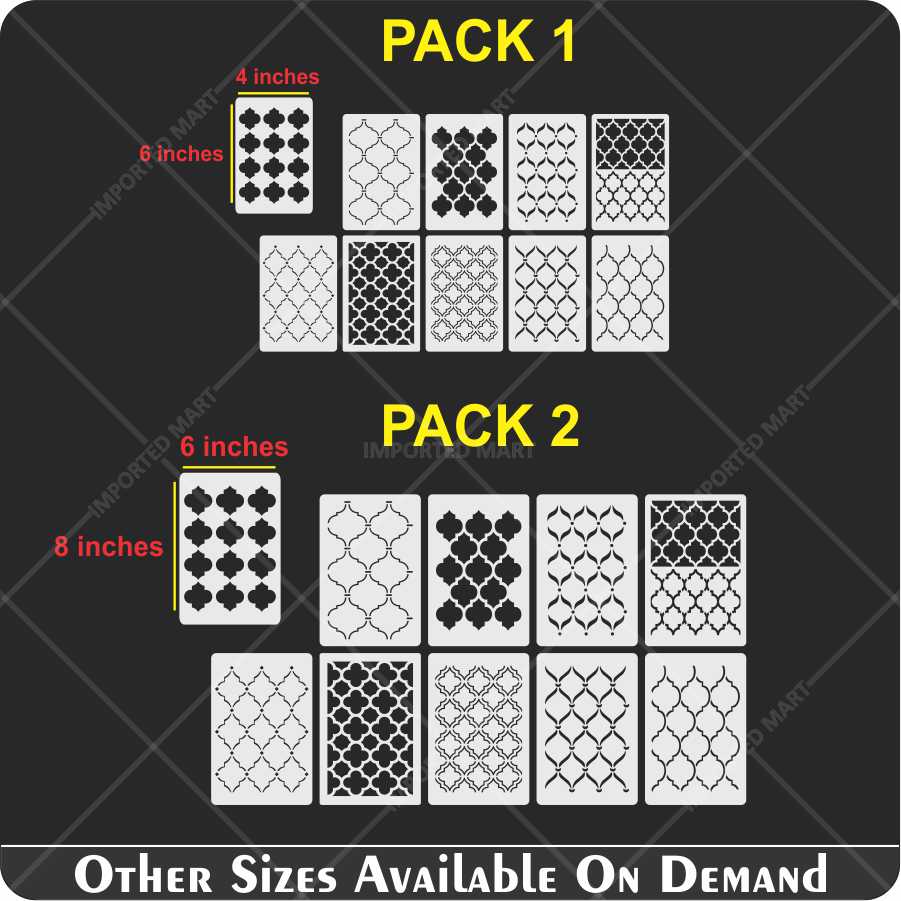 10 Pcs Ultimate Moroccan Stencils Design Pack for Cake , Wall, Fabric,  Canvas & Furniture painting  ID# 661 - Image 5