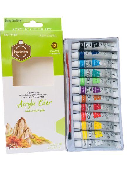 12 pcs/Pack 12ml  Original Keep Smiling Acrylic Color with free one Brush - Image 3