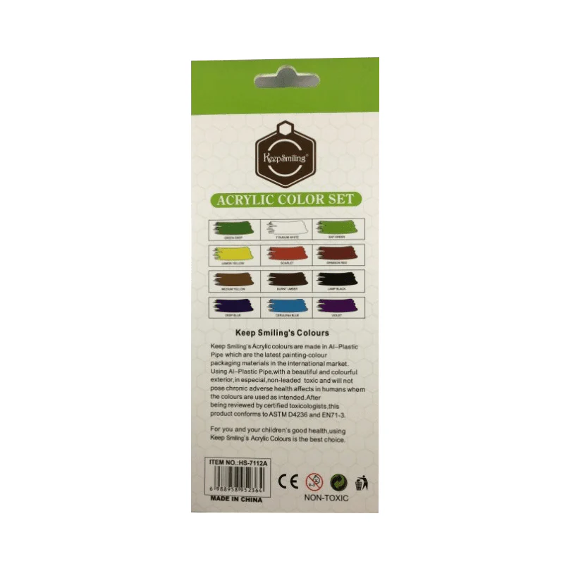 12 pcs/Pack 12ml  Original Keep Smiling Acrylic Color with free one Brush - Image 6