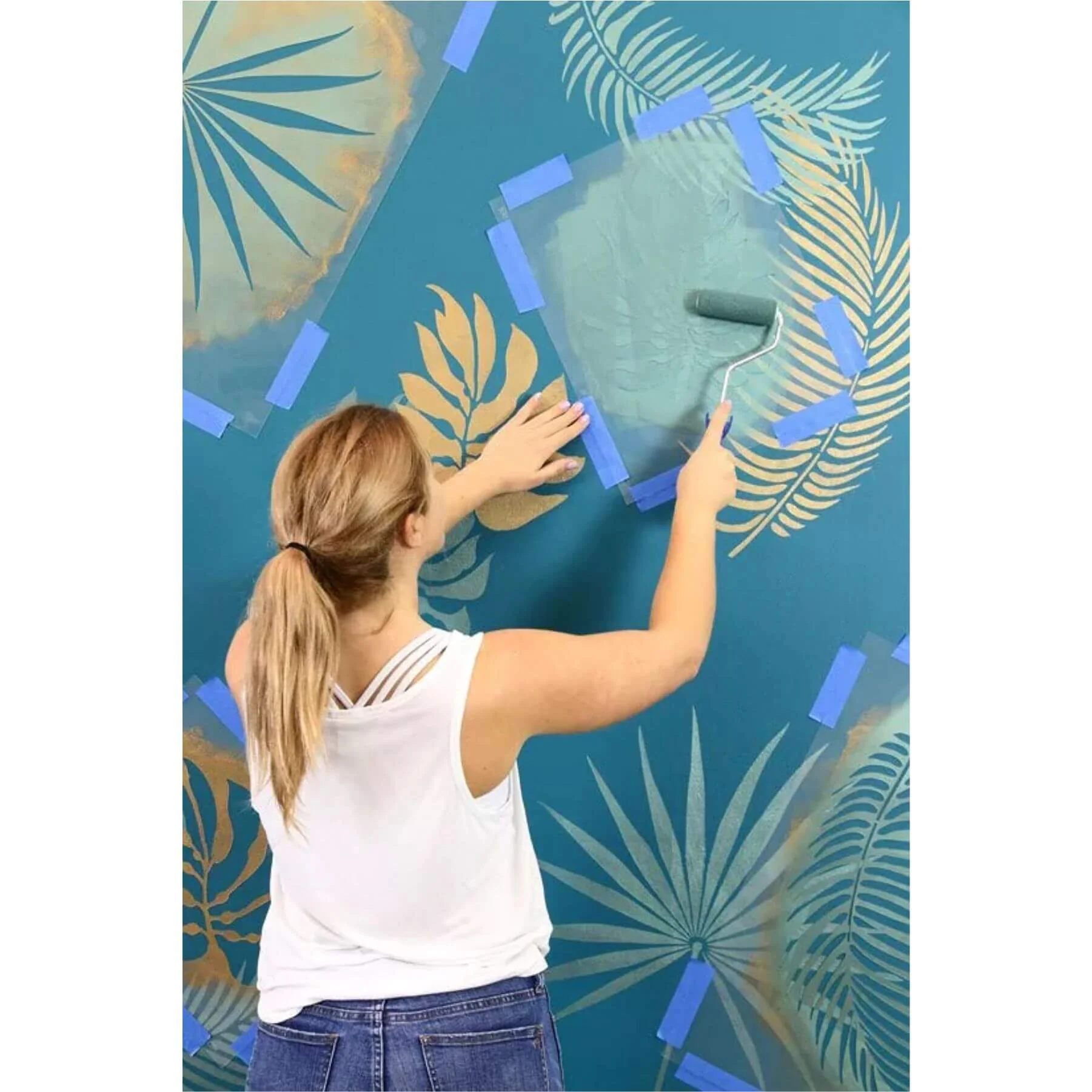 Pack Of 12 Tropical Leaves Reusable Stencil For Canvas And Wall Painting.ID#470 - Image 10