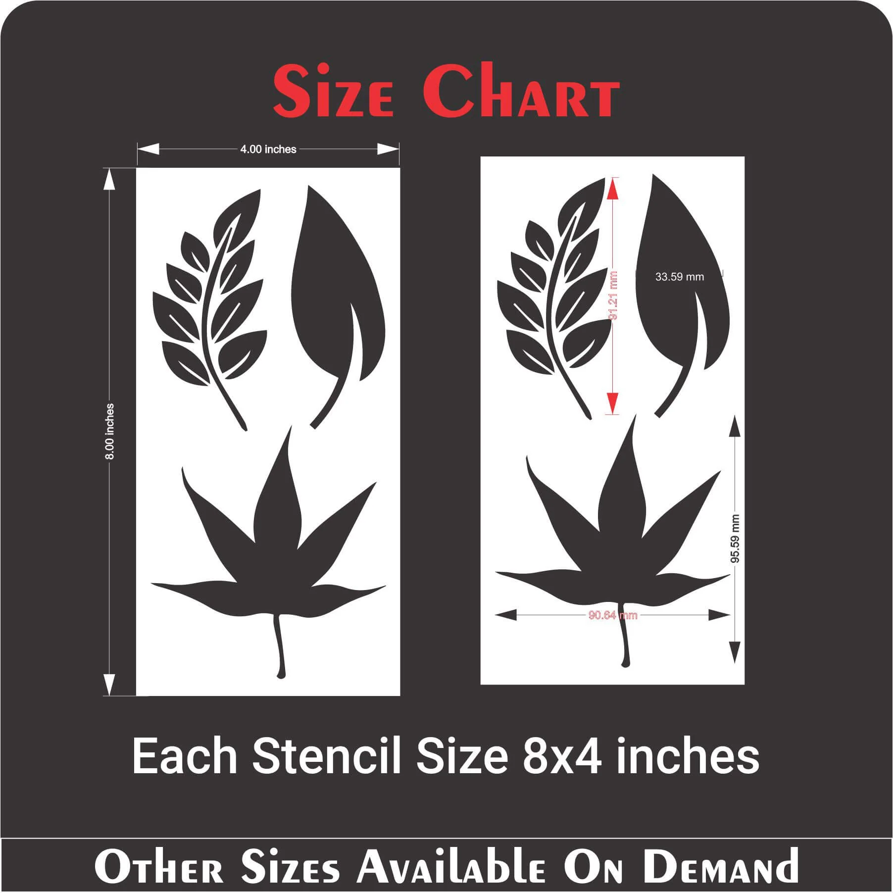 Pack Of 12 Tropical Leaves Reusable Stencil For Canvas And Wall Painting.ID#470 - Image 11
