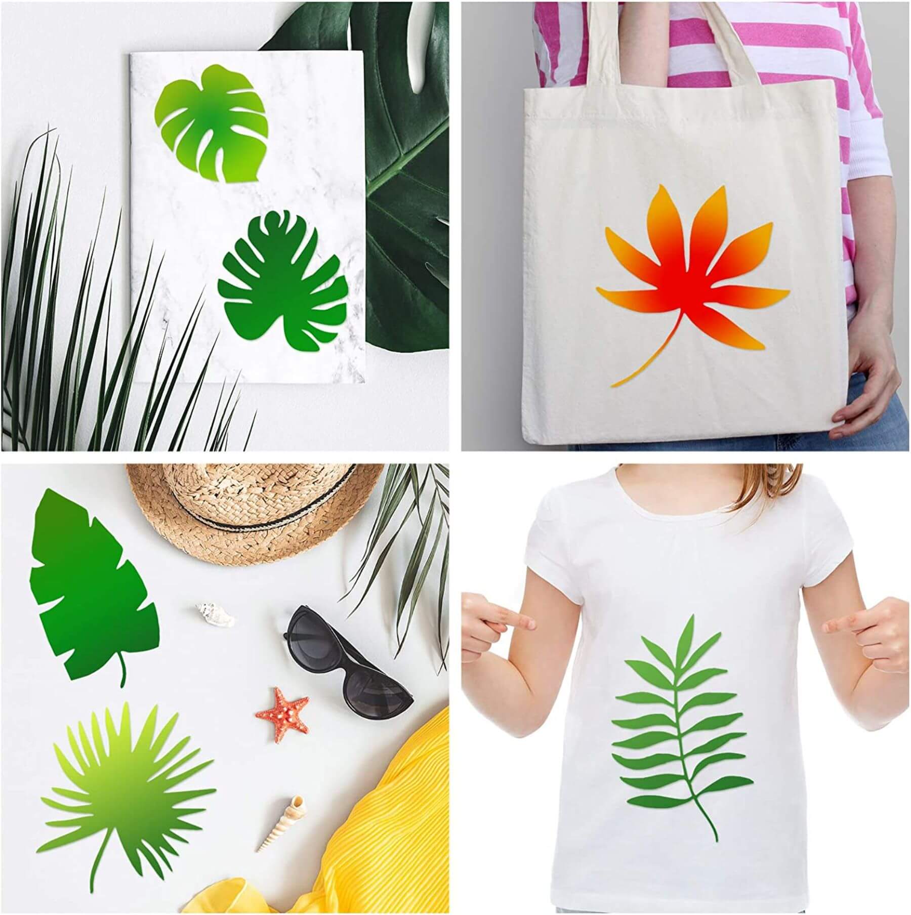 Pack Of 12 Tropical Leaves Reusable Stencil For Canvas And Wall Painting.ID#470 - Image 6