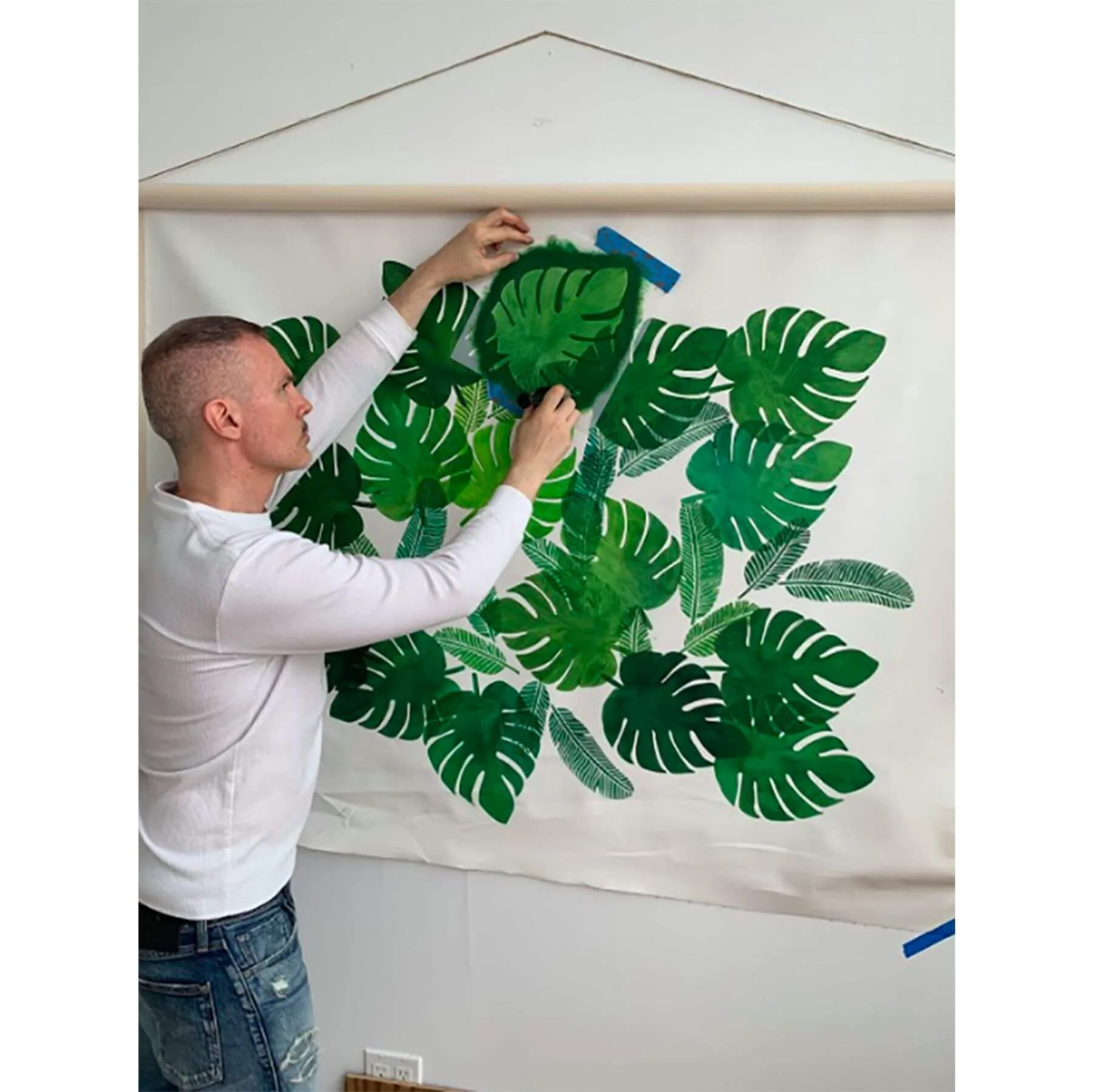Pack Of 12 Tropical Leaves Reusable Stencil For Canvas And Wall Painting.ID#470 - Image 8