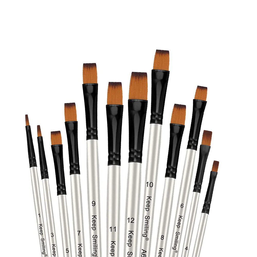 12Pcs- Original Artist Paint Brush Set Nylon Bristles Brushes for Watercolor Acrylic Oil Painting - Image 3