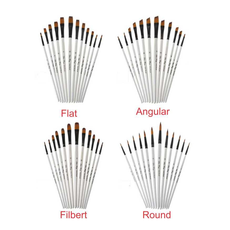 12Pcs- Original Artist Paint Brush Set Nylon Bristles Brushes for Watercolor Acrylic Oil Painting - Image 5