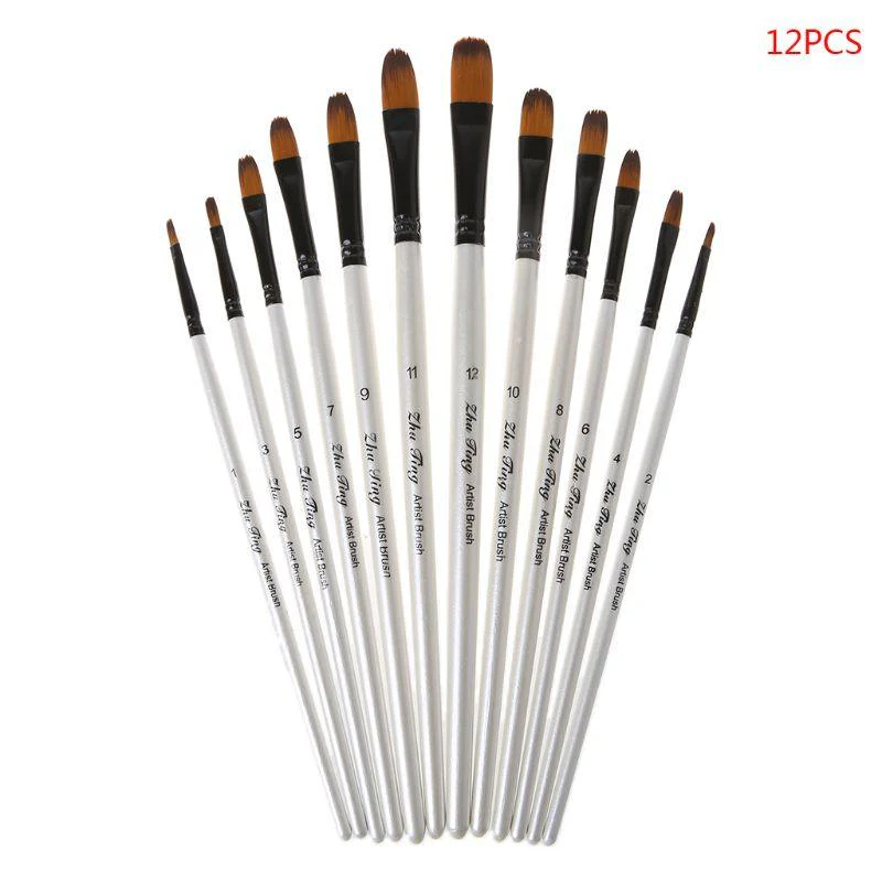 12Pcs- Original Artist Paint Brush Set Nylon Bristles Brushes for Watercolor Acrylic Oil Painting - Image 9