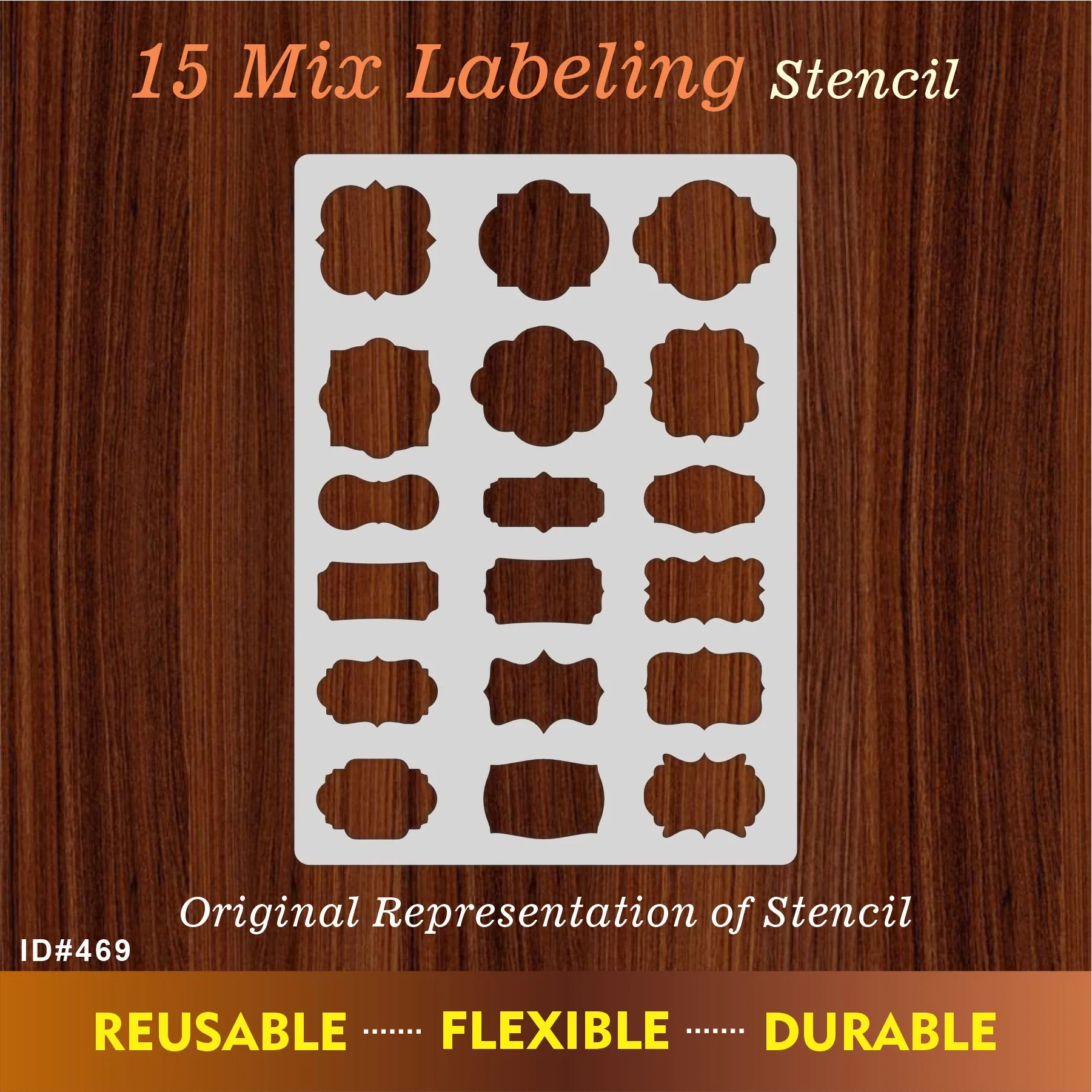 15 Mix labeling Stencil Reusable Stencil for Canvas and wall painting..ID#469 - Image 3