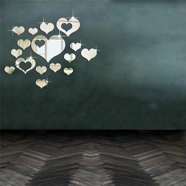 16Pcs Hearts 3D Mirror Self Adhesiive Acrylic Mirror Sticker for wall Decoration Living Room Bedroom Kids Decorative wall Stickers - Image 4