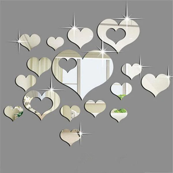 16Pcs Hearts 3D Mirror Self Adhesiive Acrylic Mirror Sticker for wall Decoration Living Room Bedroom Kids Decorative wall Stickers - Image 5