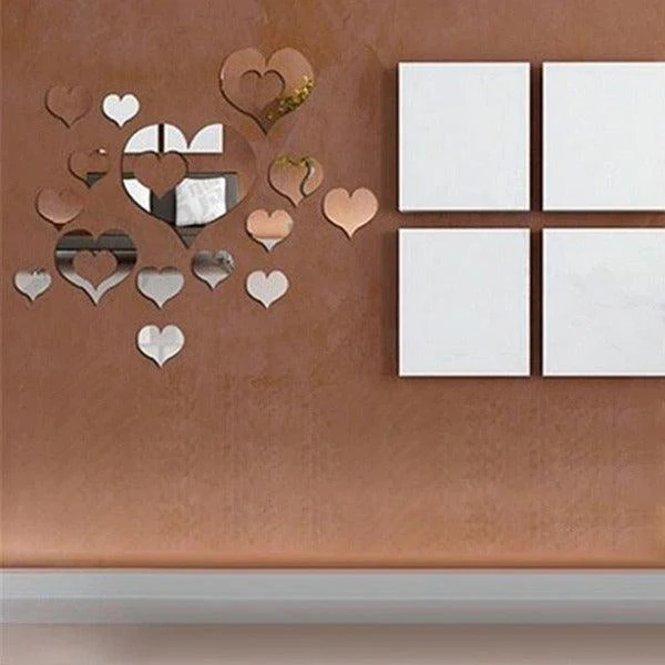 16Pcs Hearts 3D Mirror Self Adhesiive Acrylic Mirror Sticker for wall Decoration Living Room Bedroom Kids Decorative wall Stickers - Image 6