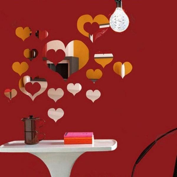 16Pcs Hearts 3D Mirror Self Adhesiive Acrylic Mirror Sticker for wall Decoration Living Room Bedroom Kids Decorative wall Stickers - Image 7