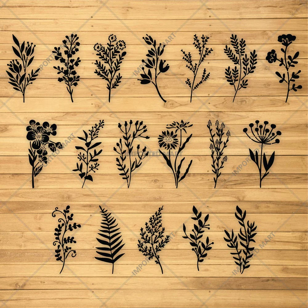 18 Flowers Botanical Stencil Set for Wall, Wood & Fabric Art – Floral Leaf Pattern Design – Multi Pack Bundle – ID# 720 - Image 3