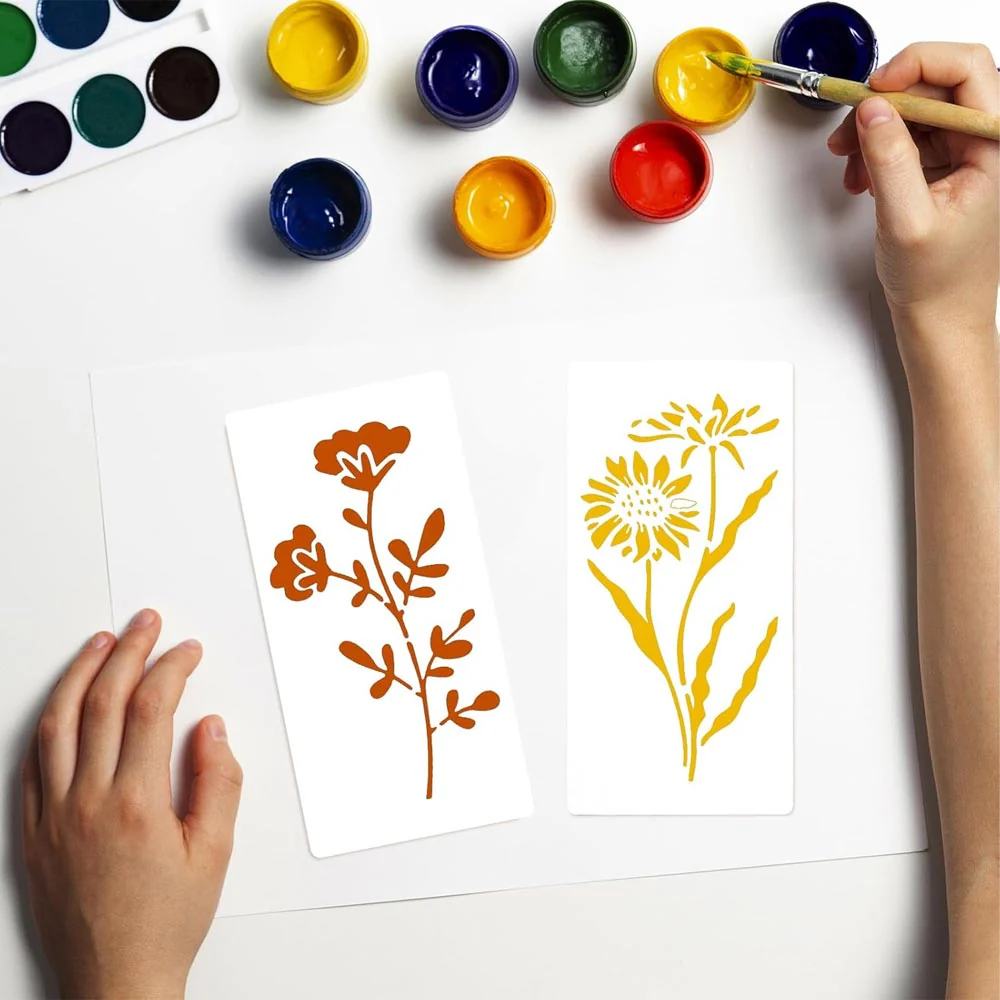 18 Flowers Botanical Stencil Set for Wall, Wood & Fabric Art – Floral Leaf Pattern Design – Multi Pack Bundle – ID# 720 - Image 5