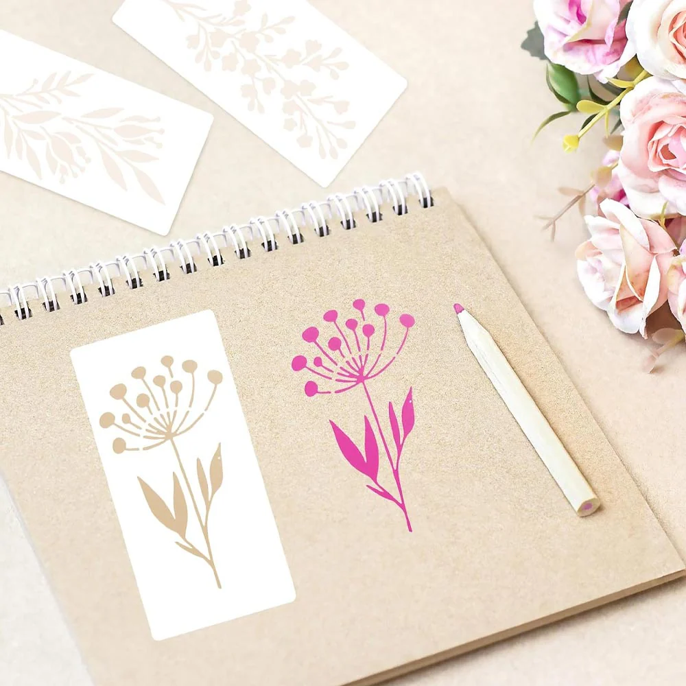18 Flowers Botanical Stencil Set for Wall, Wood & Fabric Art – Floral Leaf Pattern Design – Multi Pack Bundle – ID# 720 - Image 8