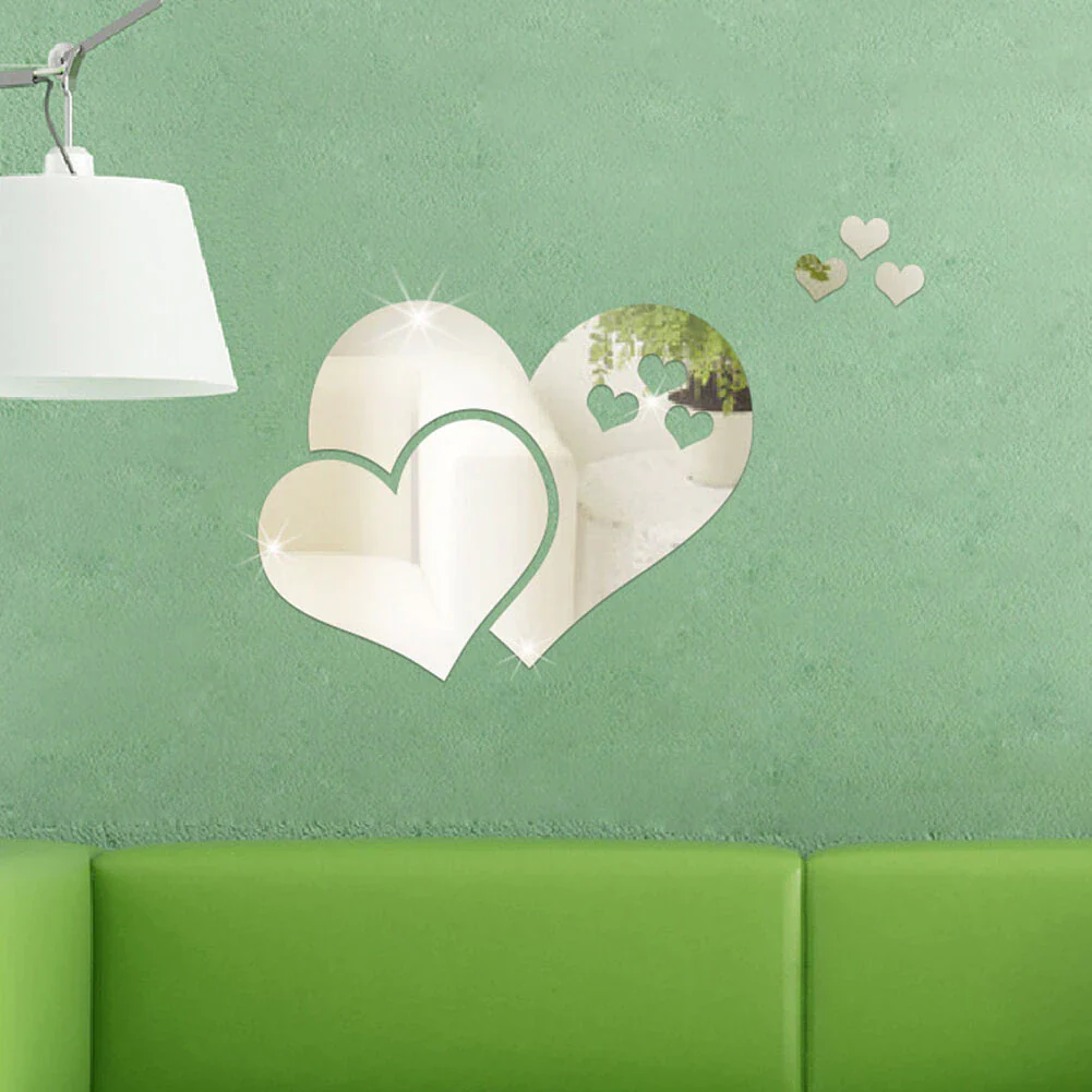 1set Love Hearts Self Adhesive Acrylic Mirror Sticker Removable DIY Bedroom Living Room Background Wall Home Decoration - Image 8