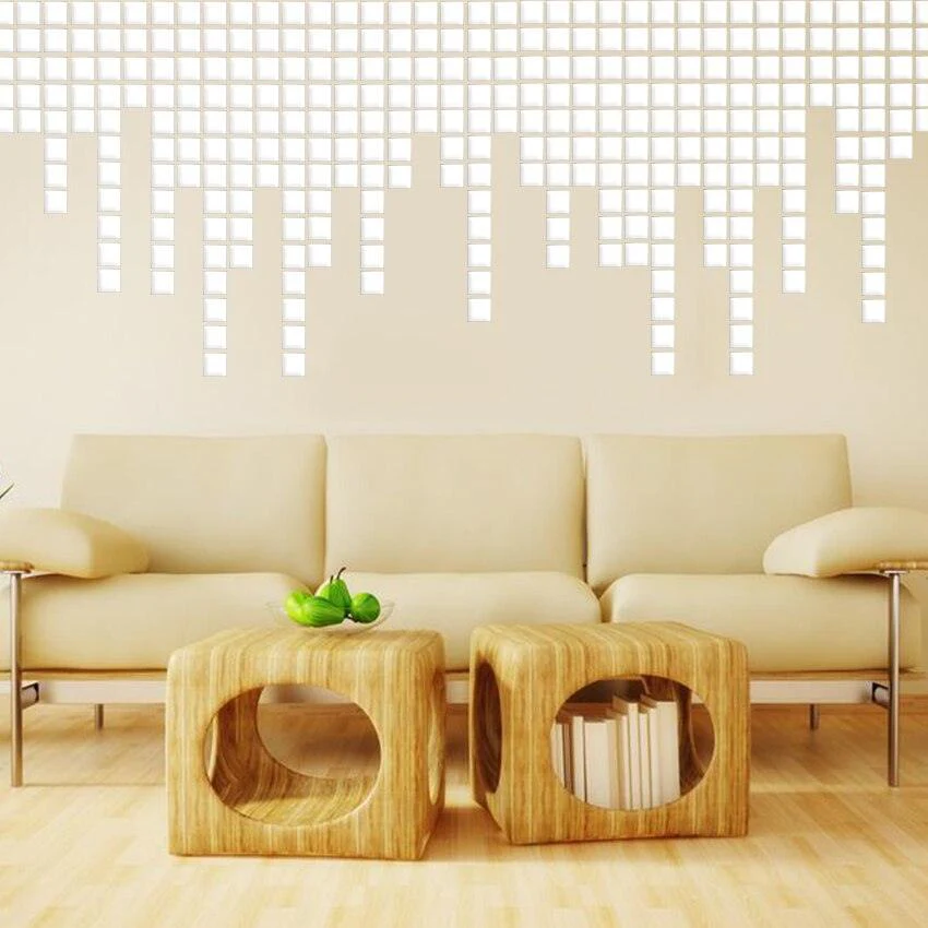 2/3/5cm 100/50Pcs Square 3D DIY Mirror self adhesive  Wall Sticker Durable DIY Simple Decal for Living Room Art Home Decor - Image 4