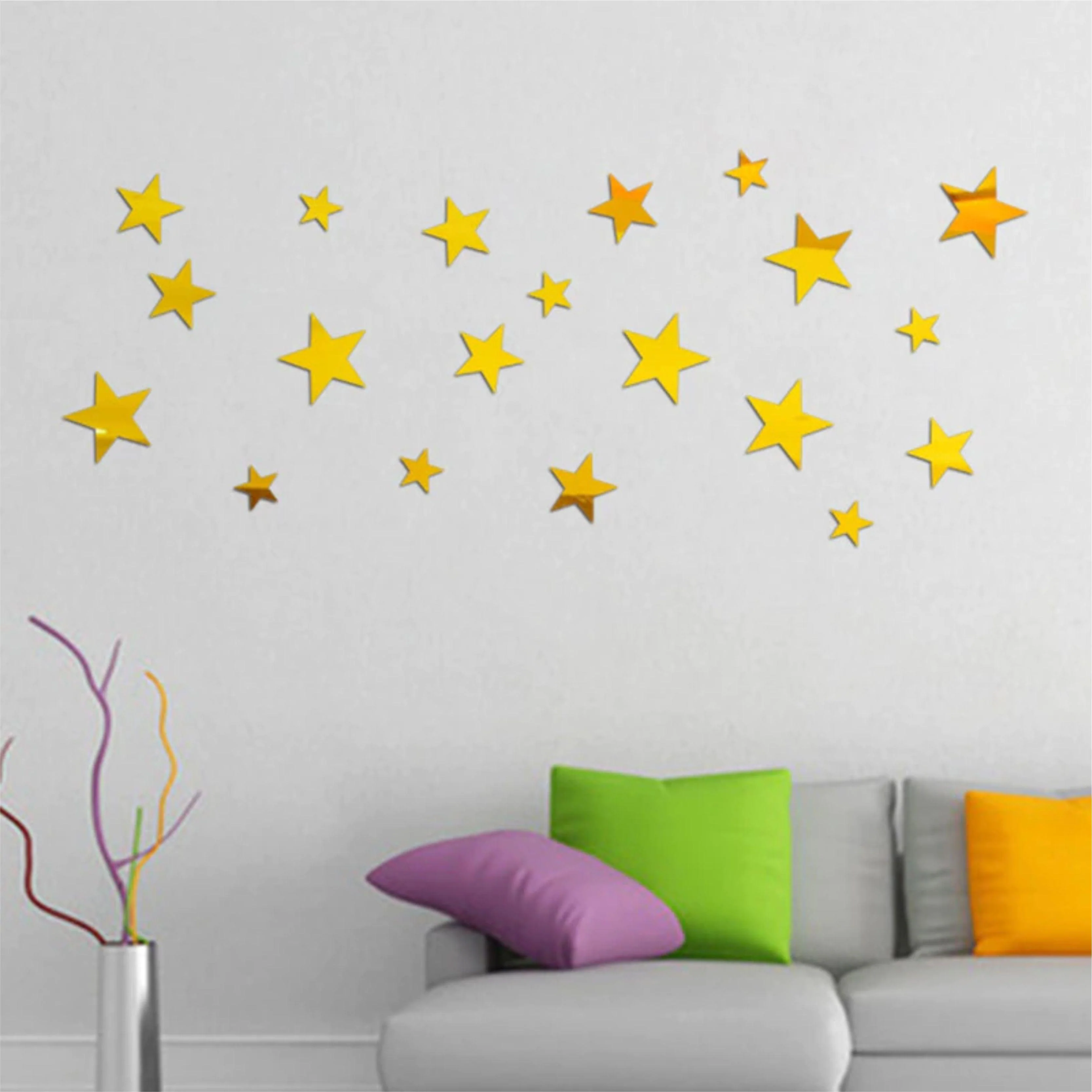 20pcs Star 3D Mirror Self Adhesiive Acrylic Mirror Sticker for wall Decoration Living Room Bedroom Kids Decorative wall Stickers - Image 4