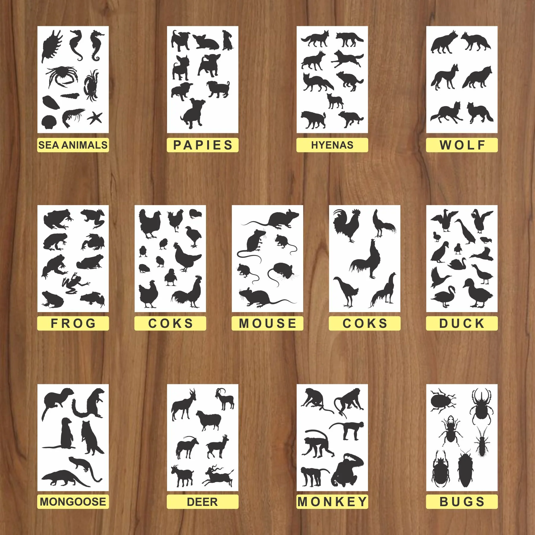 25 Different Animals Reusable Stencil For Canvas And Wall Painting.ID#223 - Image 10