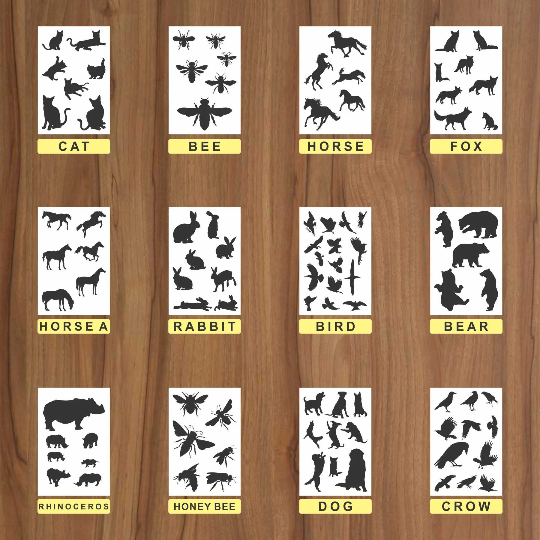 25 Different Animals Reusable Stencil For Canvas And Wall Painting.ID#223 - Image 9