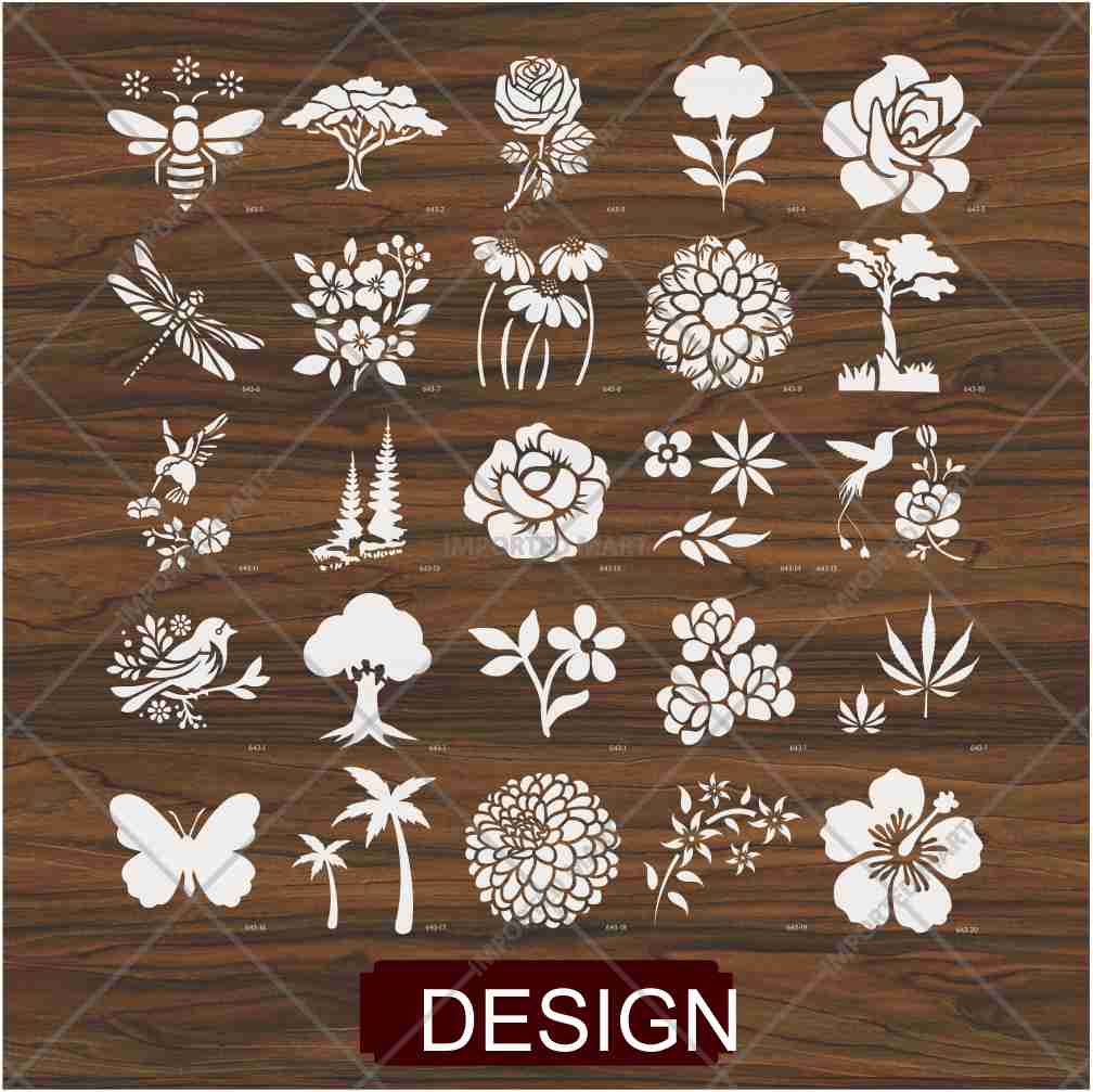 25Pcs Floral Fantasy & Nature Shapes Stencils for Art and Craft & Painting - Image 4