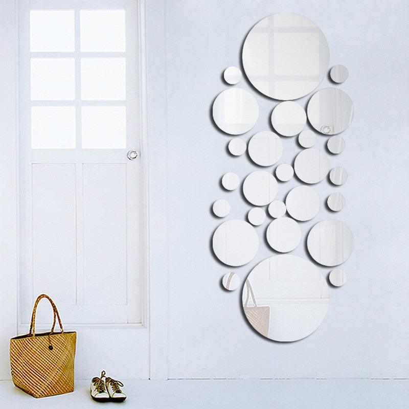 26 Pcs Circles 3D DIY Mirror Self Adhesive Wall Sticker Durable DIY Simple Decal for Living Room Art Home Decor - Image 5