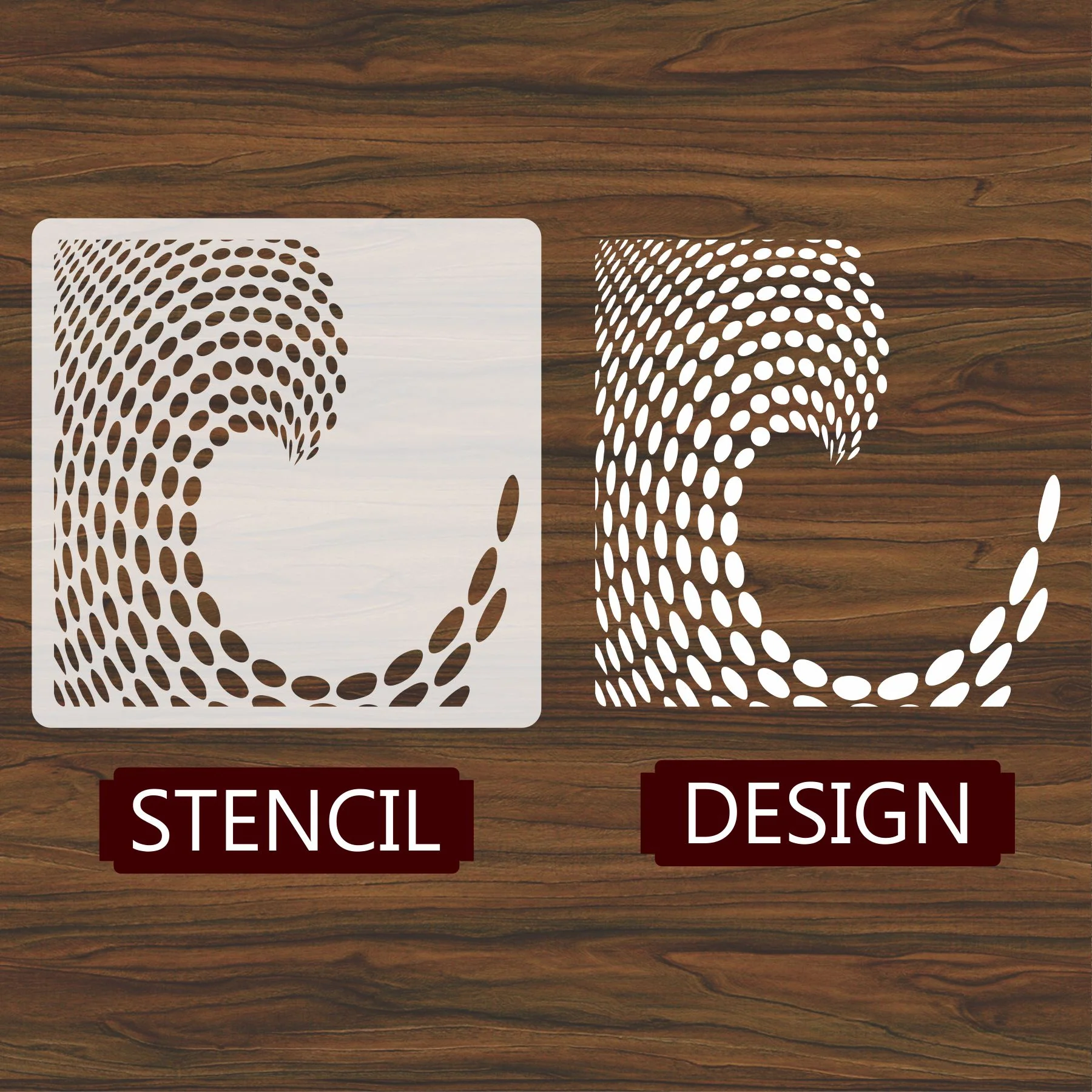 3d Circule Wave Pattern Flower Reusable Stencil For Canvas And Wall Painting.ID#227 - Image 4