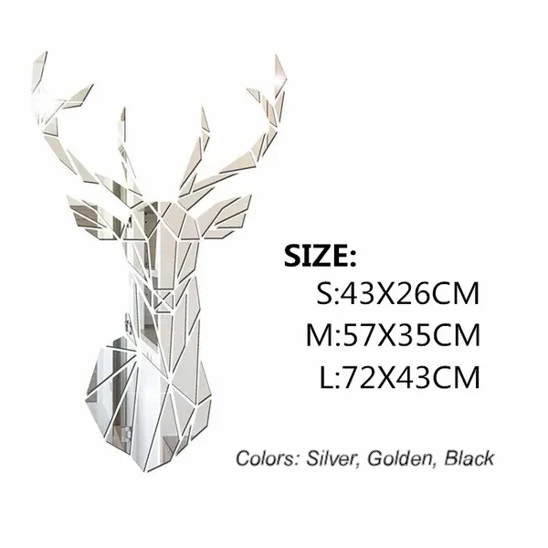 3D Mirror Wall Stickers Nordic Style Acrylic Deer Head Mirror Sticker Decal Removable Mural for DIY Home Living Room Wall Decors - Image 3