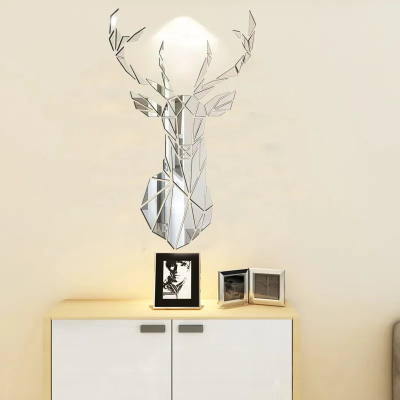 3D Mirror Wall Stickers Nordic Style Acrylic Deer Head Mirror Sticker Decal Removable Mural for DIY Home Living Room Wall Decors - Image 6
