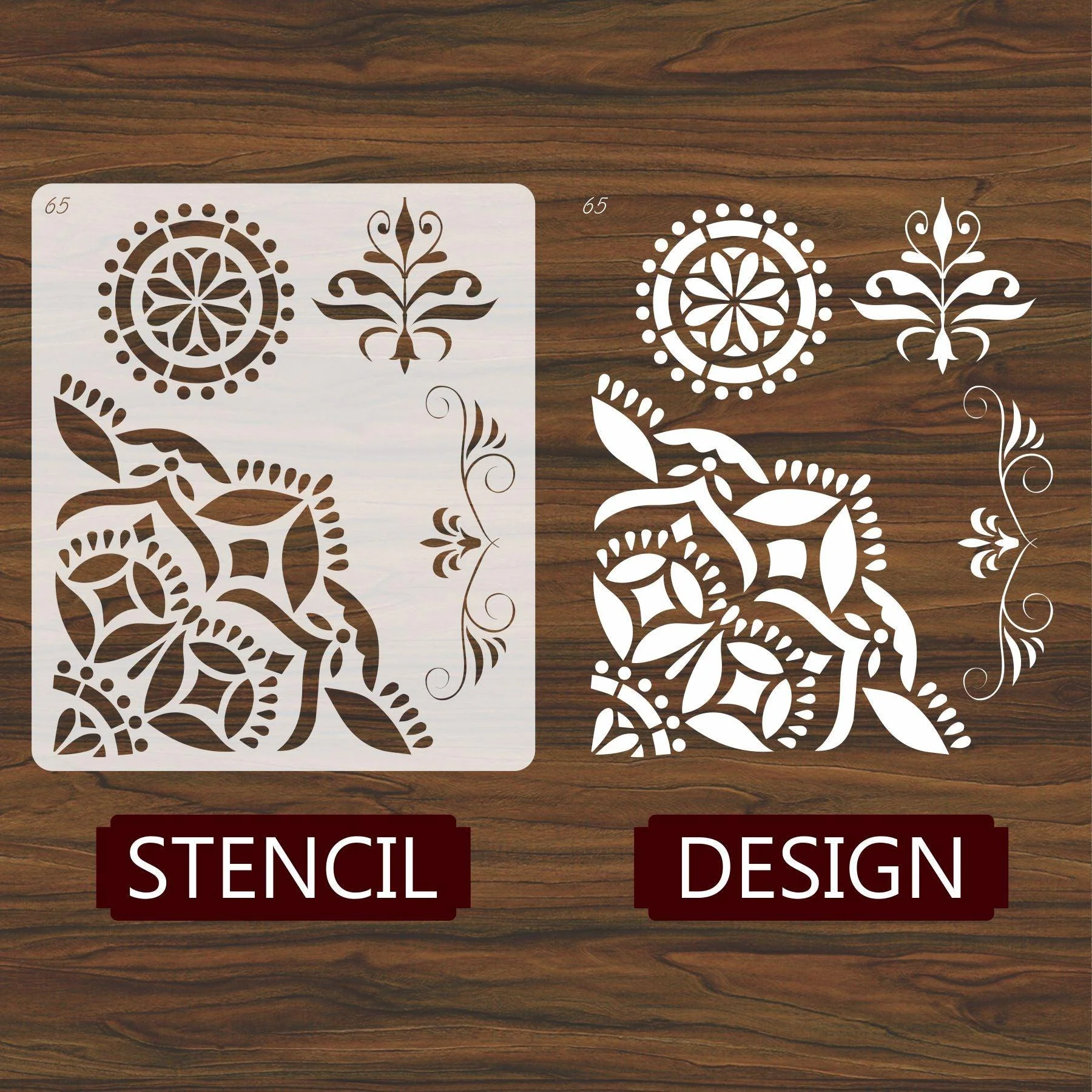 4 different design in 1 Reusable Stencil for Canvas and wall painting.ID#65 - Image 2