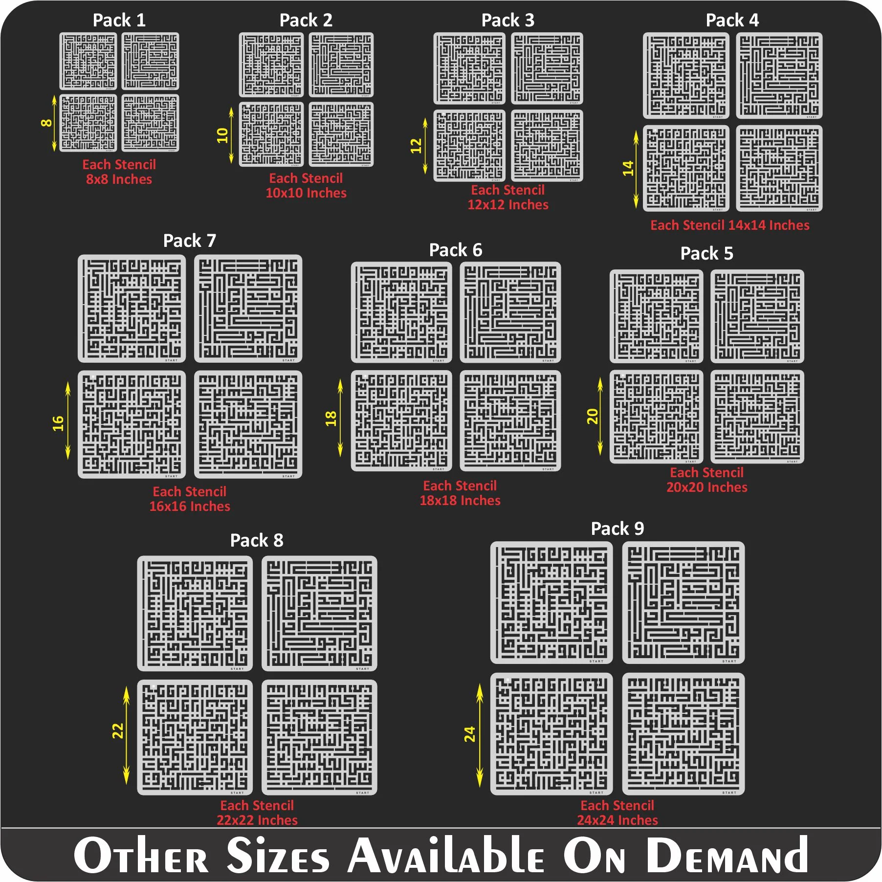 4 Qul In kufic Calligraphy Islamic Reusable Stencil for Canvas and wall painting.ID#4169 - Image 8