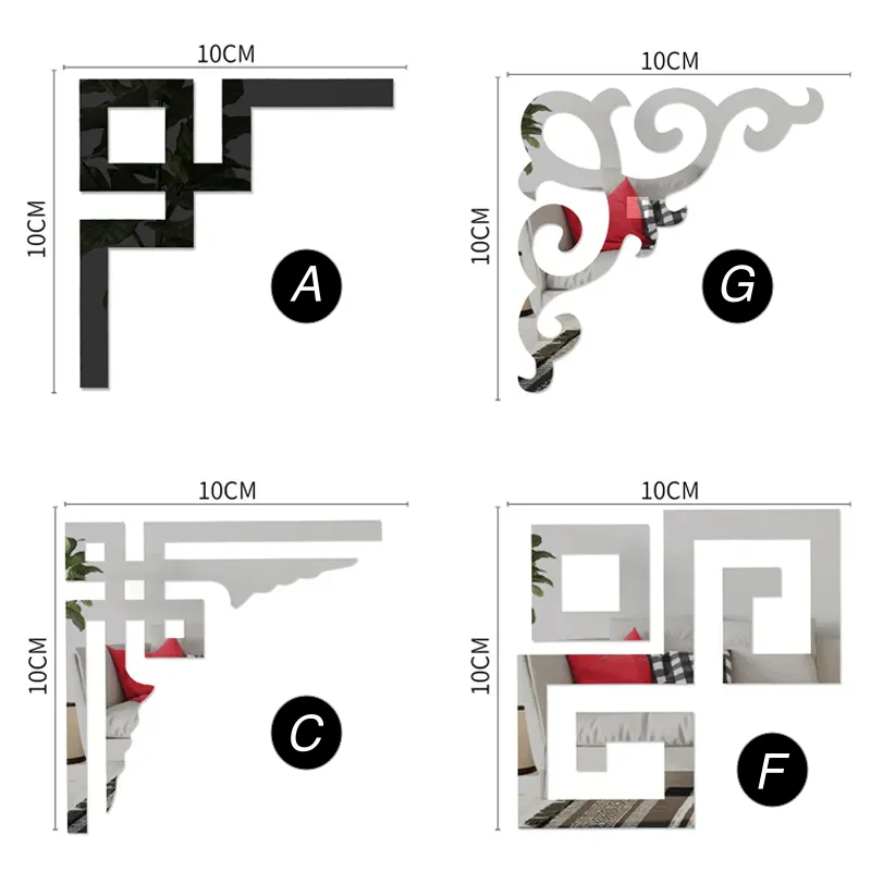 4pcs Acrylic 3D Mirror Sticker Self-adhesive Cabinet Corner Decor Sticker Furniture Decoration - Image 3