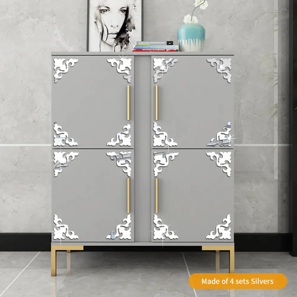 4pcs Acrylic 3D Mirror Sticker Self-adhesive Cabinet Corner Decor Sticker Furniture Decoration - Image 5
