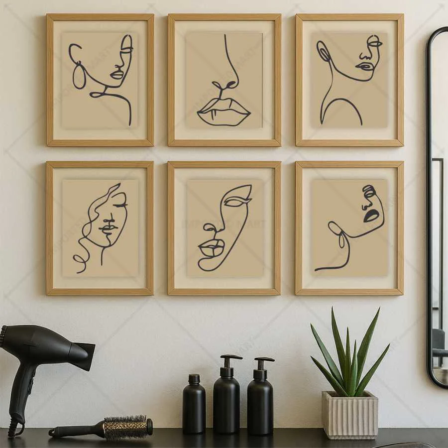 Abstract Face Stencil Bundle for Walls, Canvas & Furniture – Line Art Faces Pack – ID# 655 - Image 2