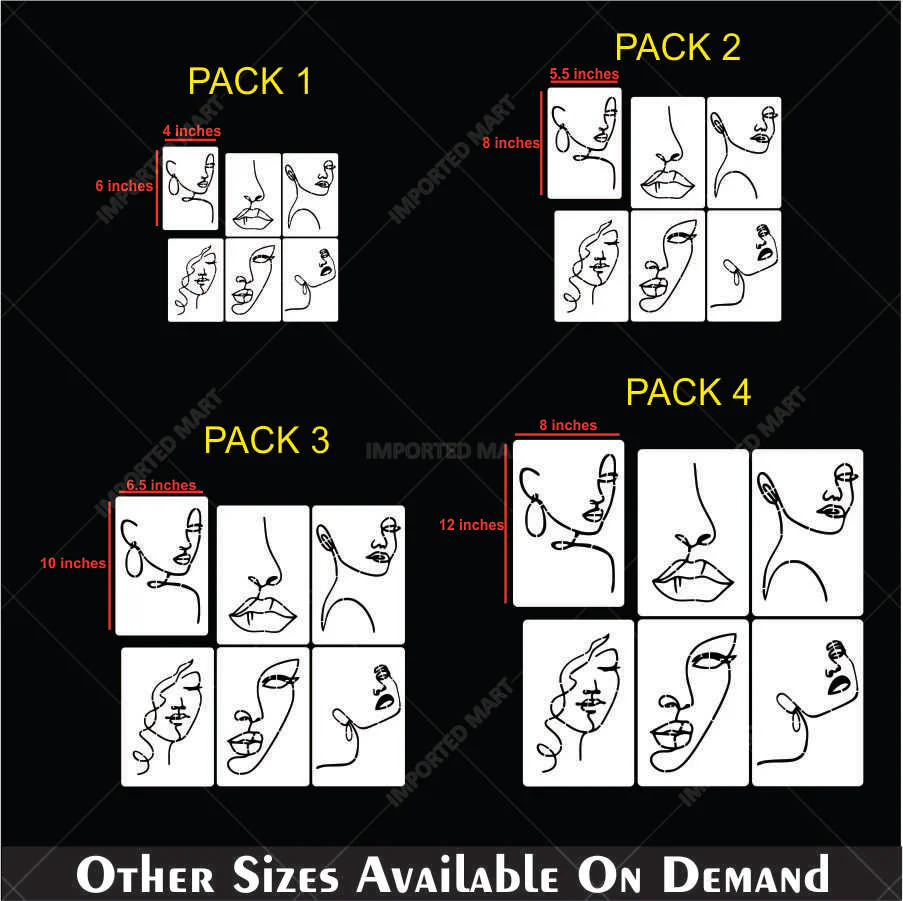 Abstract Face Stencil Bundle for Walls, Canvas & Furniture – Line Art Faces Pack – ID# 655 - Image 6