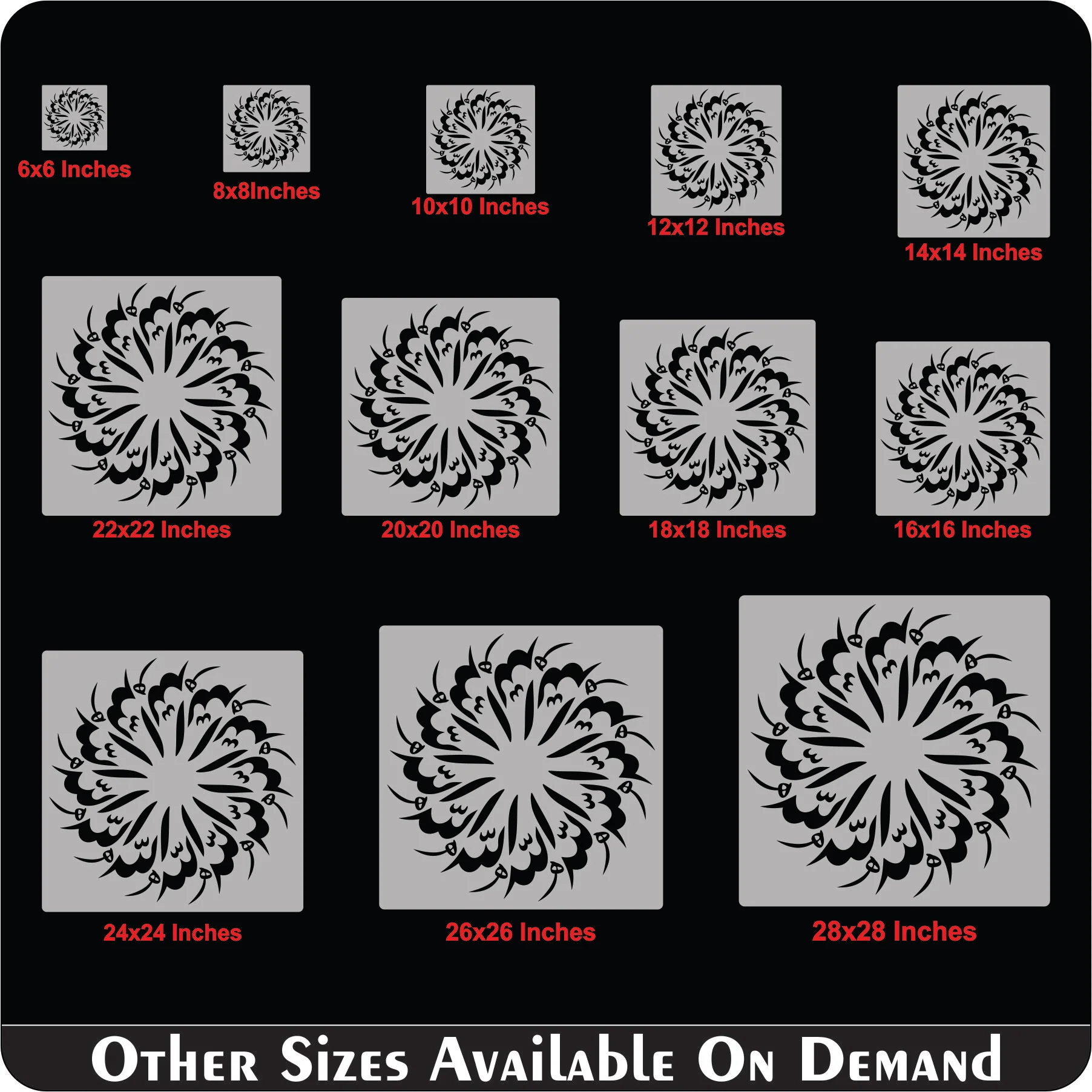 Allah Calligraphy Arabic Islamic Reusable Stencil for Canvas and wall painting.ID#269 - Image 9