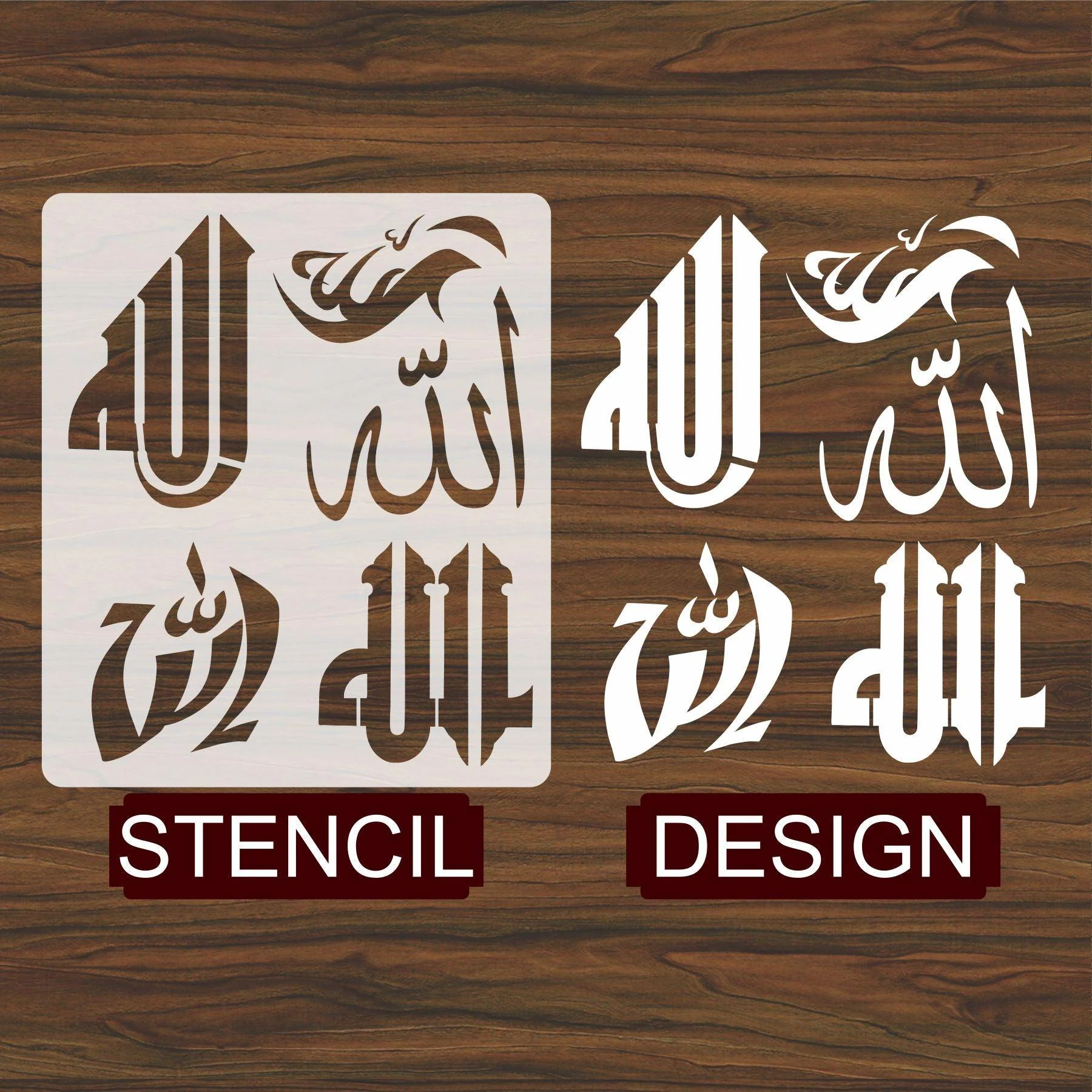Allah in 5 Font Styles Calligraphy Islamic Reusable Stencil for Canvas and wall painting.ID#4125D - Image 4