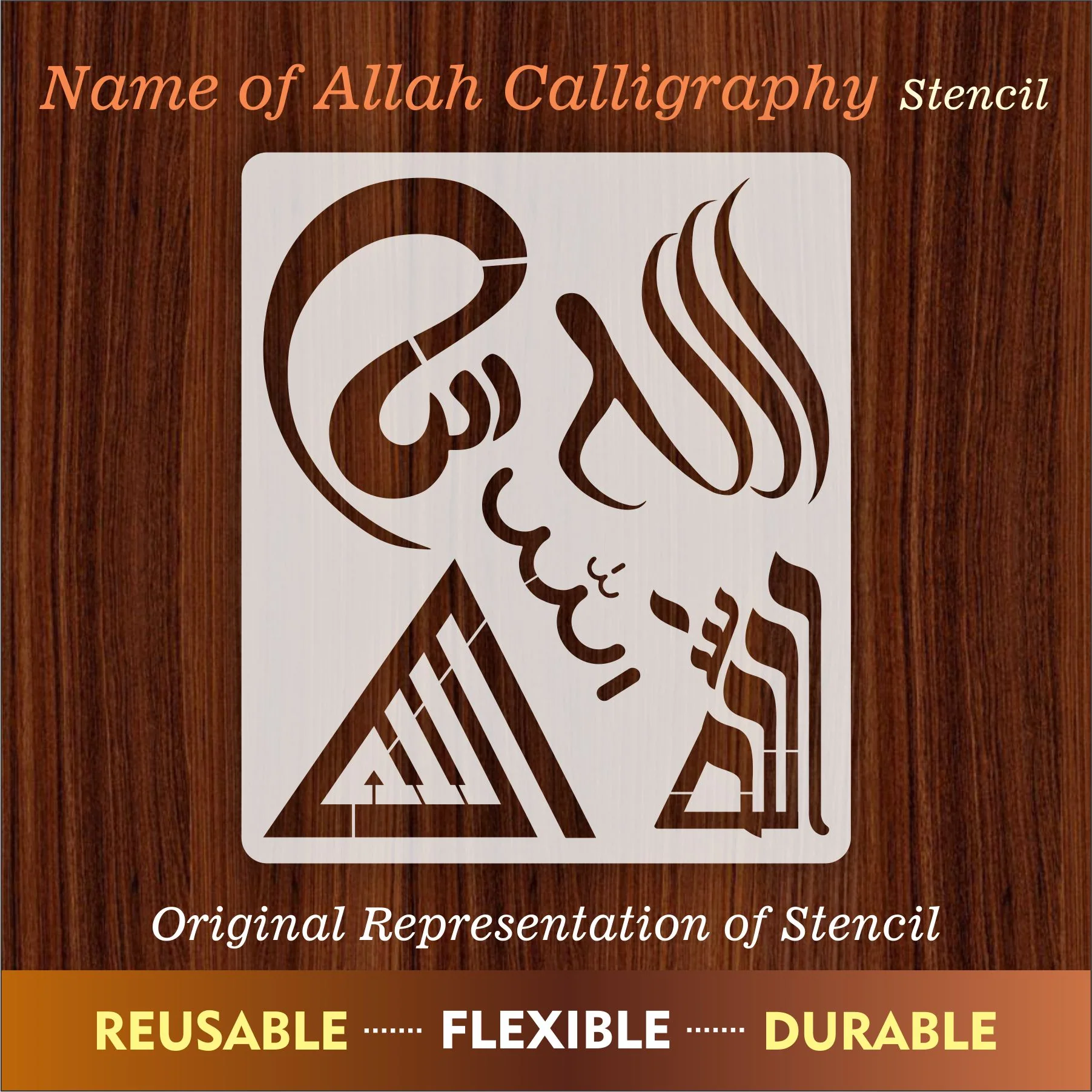Allah in 5 Font Styles Calligraphy Islamic Reusable Stencil for Canvas and wall painting.ID#4125C - Image 8