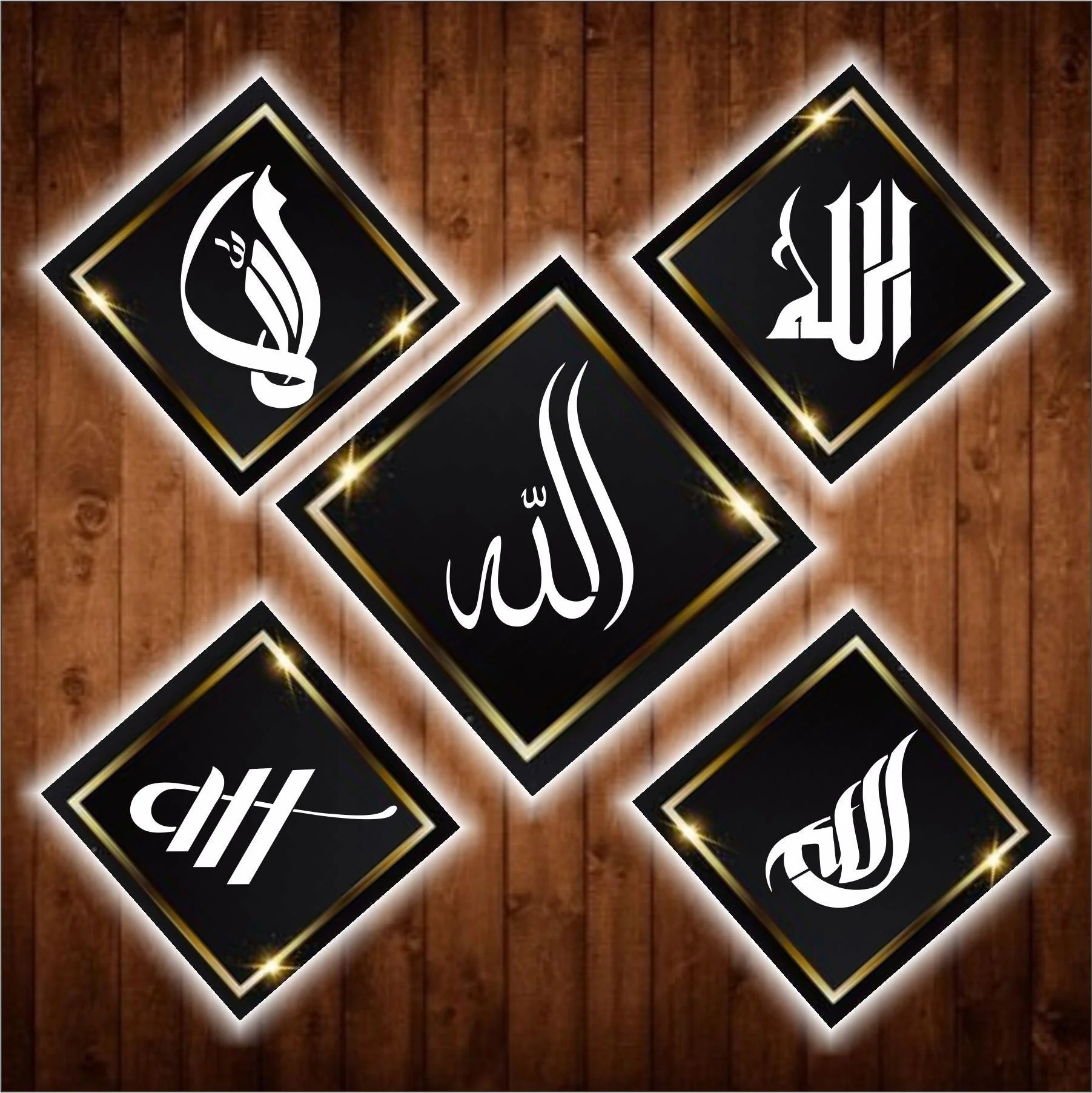 Allah in 5 Fonts  Calligraphy Islamic Reusable Stencil for Canvas and wall painting.ID#4125F - Image 3