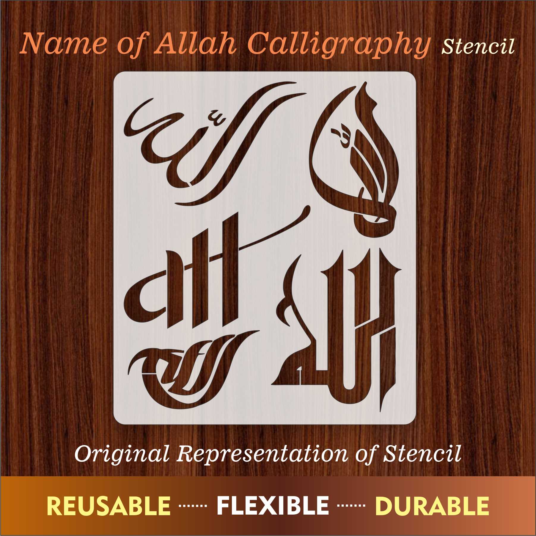 Allah in 5 Fonts  Calligraphy Islamic Reusable Stencil for Canvas and wall painting.ID#4125F - Image 8