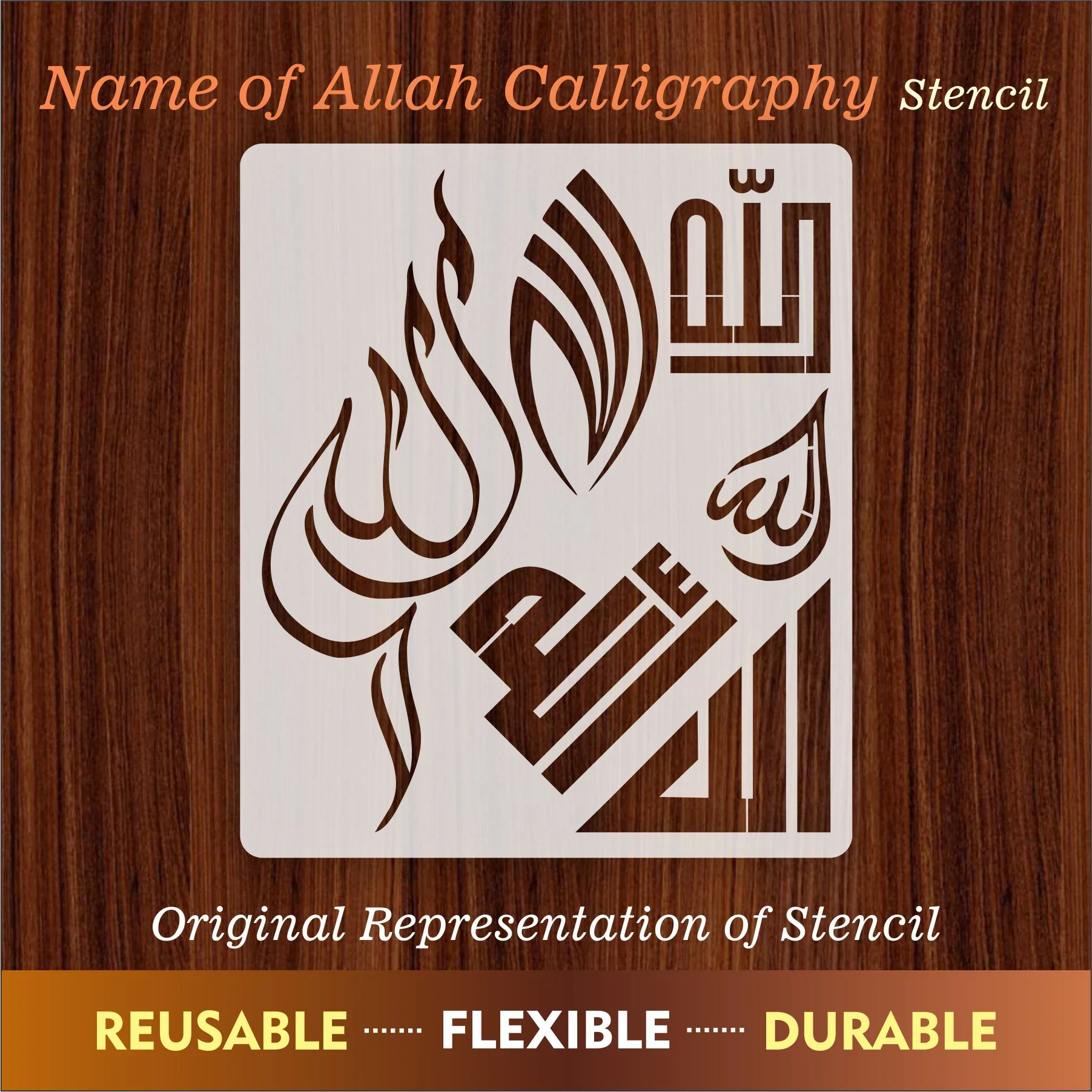 Allah in 6 Font Styles Calligraphy Islamic Reusable Stencil for Canvas and wall painting.ID#4125 - Image 7
