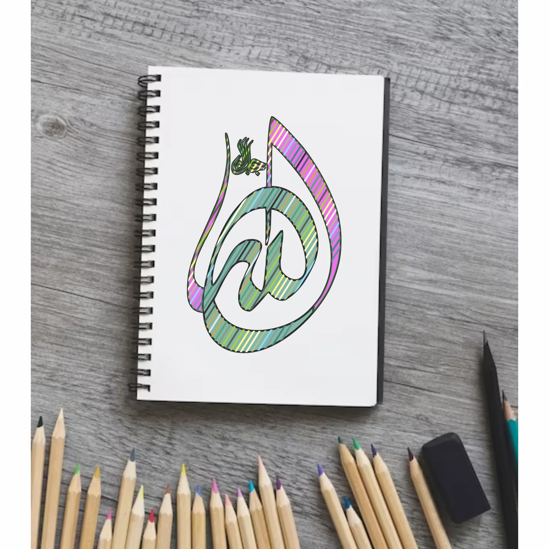 Allah Name Calligraphy Islamic Reusable Stencil for Canvas and wall painting.ID# 4204 - Image 7