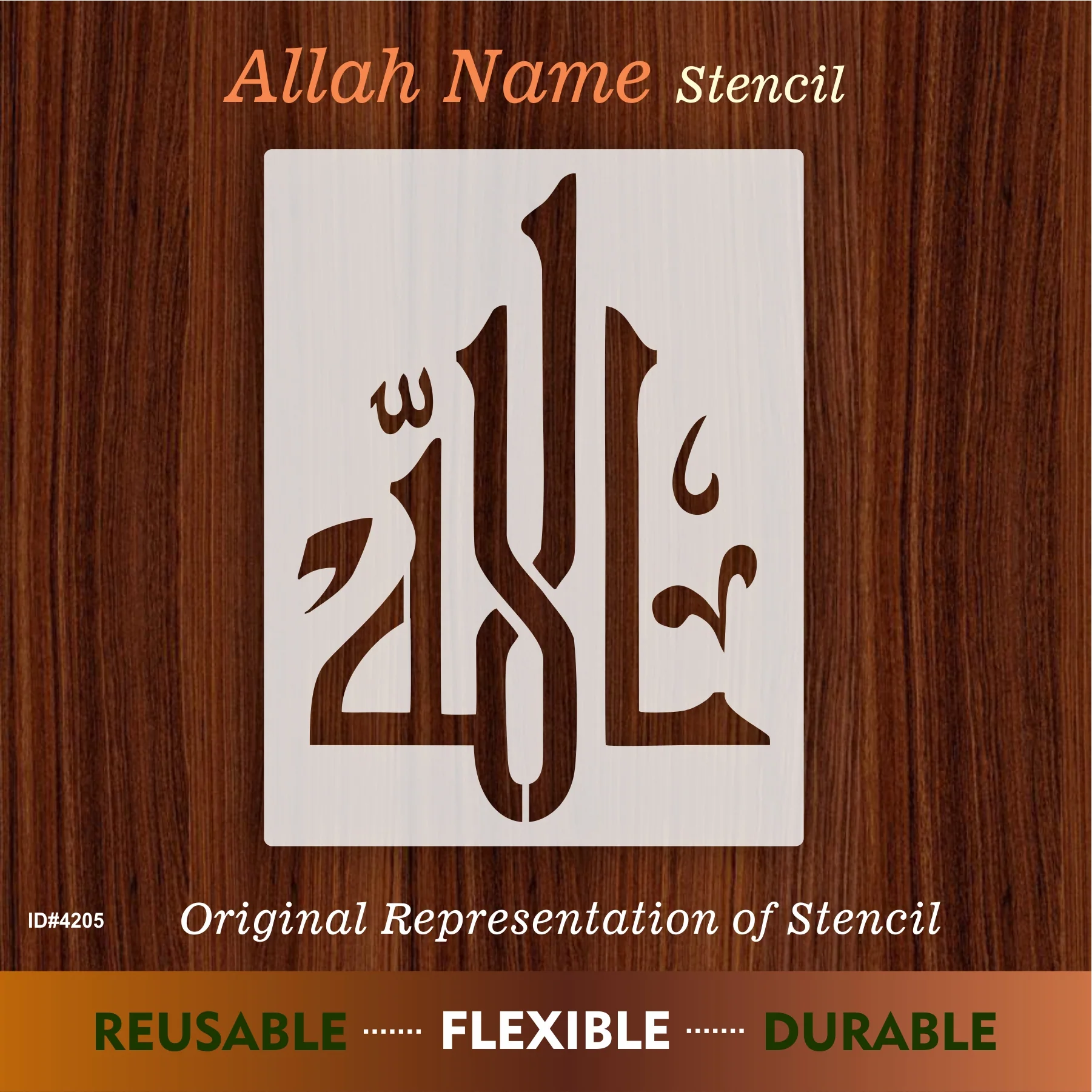 Allah Name Calligraphy Islamic Reusable Stencil for Canvas and wall painting.ID# 4205 - Image 9