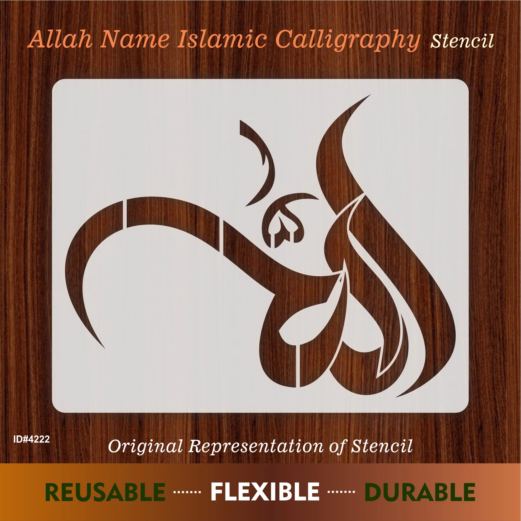 Allah Name Calligraphy Islamic Reusable Stencil for Canvas and wall painting.ID# 4222 - Image 8