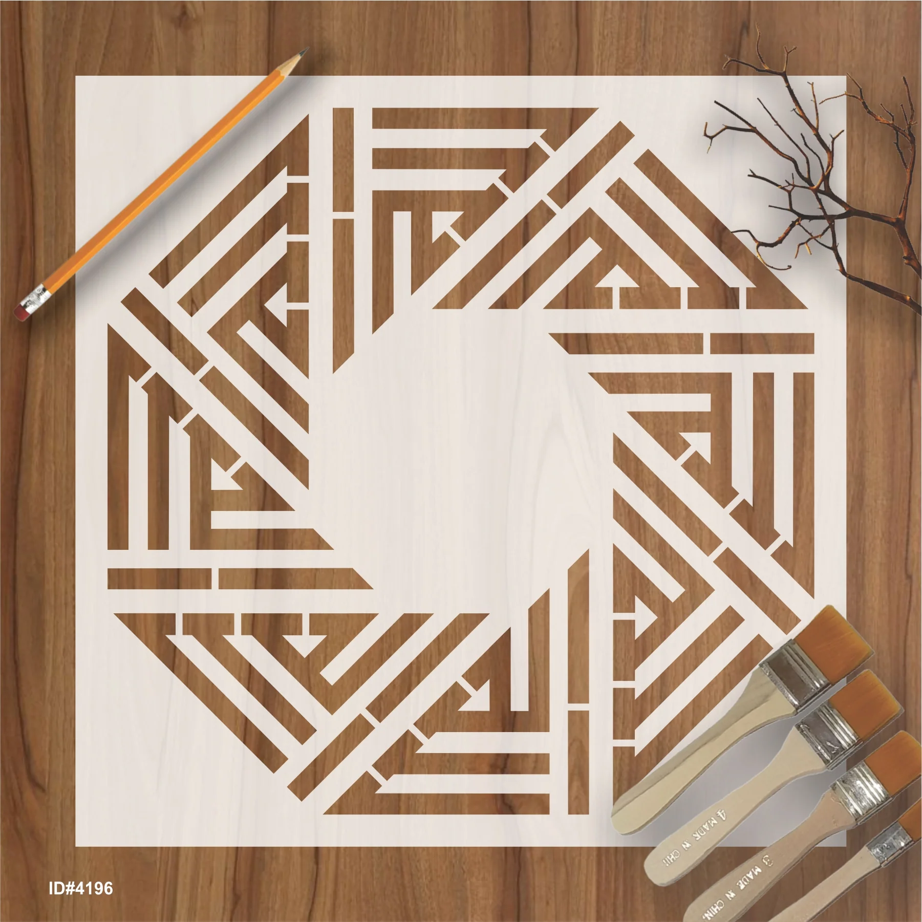 Allah Name in Kufic Round Calligraphy Islamic Reusable Stencil for Canvas and wall painting.ID# 4196